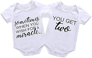 Mini honey 2Pcs Infant Twins Baby Boys Girls Short Sleeve Letter Print Romper