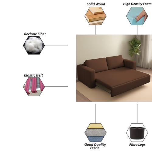 Image of Cisco 3 Seater Sofa Cum Bed for Home & Living Room (Brown) | Modern Premium Fabric Sofa | Comfortable Convertible Sofa Bed | Space-Saving Furniture for Home, Office & Living Room