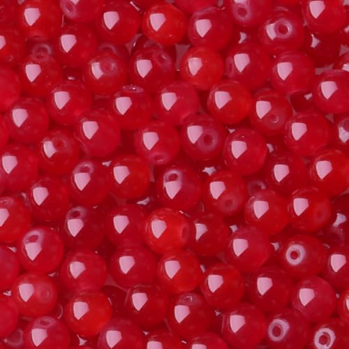 NUKAYAI 500Pcs Red Glass Beads for Bracelets Round 8mm Crystal Beads for Bracelet Jewelry Making Earring Necklaces Kits and DIY Crafts Suitable for Beginners(Red)