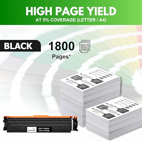 Image of 222A Compatible Black Toner Cartridge (with New Chip) for HP W2220A Replacement for HP Color LaserJet Pro MFP3 203dw 3303sdw Printer (222A Toner Black (W2220A)