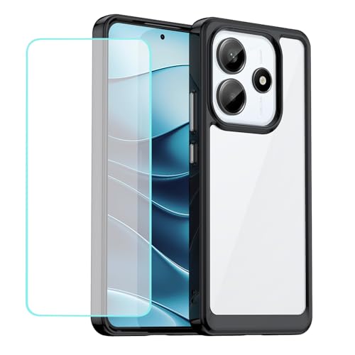 Wanyuexes Xiaomi Redmi Note 14 5G�p�P�[�X �����K���X�X�N���[���v���e�N�^�[�t���A�N���A�n�[�hPC�o�b�N&�\�t�gTPU�o���p�[�ی�J�o�[ Xiaomi Redmi Note 14 5G�p �N���X�^���u���b�N