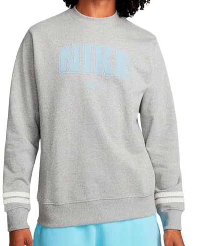 NIKE Sudadera Gris/Grey con Logo Celeste Talla M Hombre