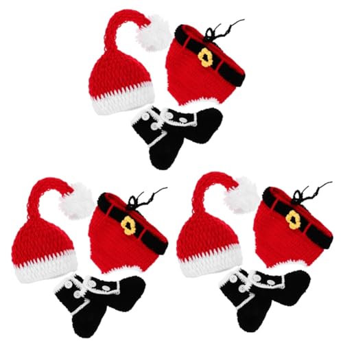 Homoyoyo 3 Juegos ropa de de navidad registro de nacido ropa de niña recién nacida kit manos y huellas trajes traje de papá noel bebé apoyos de la foto del bebé Acrílico