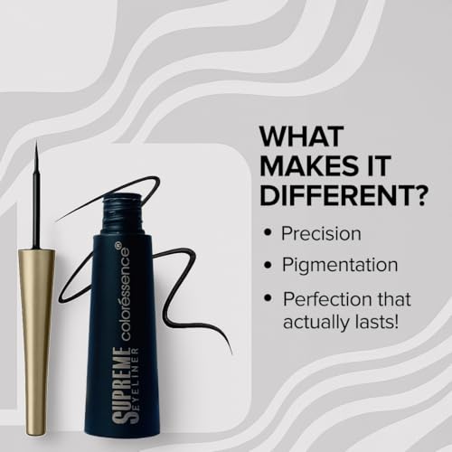 Image of Coloressence Supreme Eyeliner, Intense Black, 5ml | Long Lasting | Waterproof | Smudgeproof | Quick Dry | Precision Applicator Tip | Easy Application