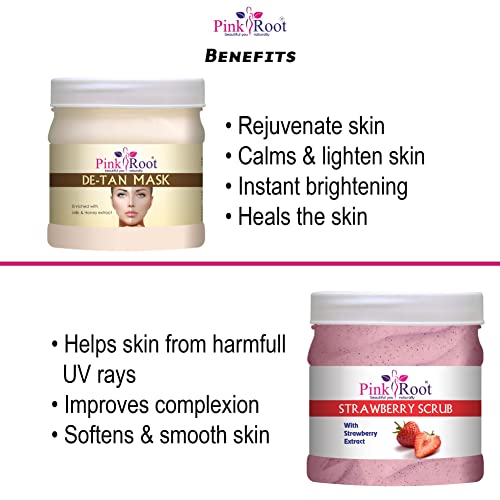 Image of Pink Root De Tan Mask 500gm With Strawberry Scrub 500gm