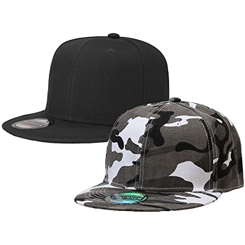 Image of Classic Snapback Hat Cap Hip Hop Style Flat Bill Blank Solid Color Adjustable Size
