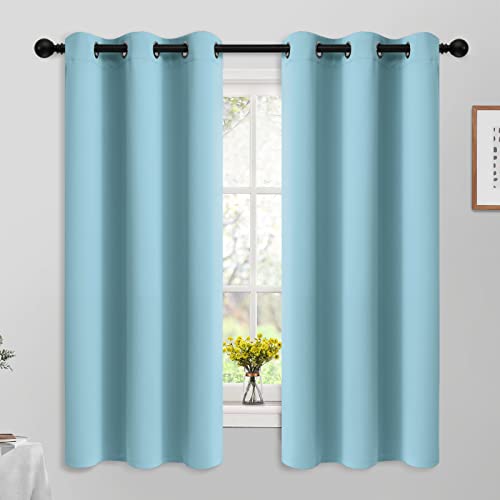 Yakamok Sky Blue Blackout Curtains for Bedroom,Thermal Insulated Grommet Room Darkening Window Drapes for Living Room,42W x 63L,2 Panels