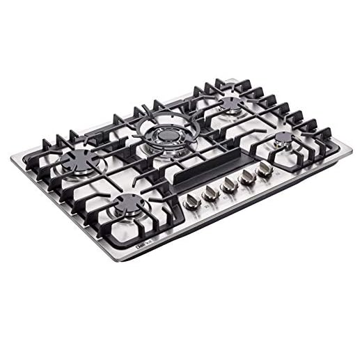 Deli-kit 30 inch Gas Cooktops Dual Fuel Sealed 5 Burners Gas Cooktop Built-In Stainless Steel Gas Hob DK257-A03 Gas Cooktop