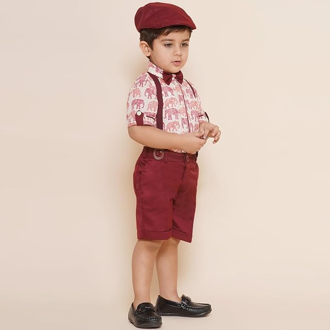 Image of AJ DEZINES Kids Casual Wear Clothing Cotton Shirt Short Set For Boys