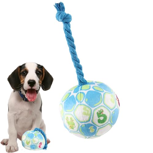Samuliy Bola de disco para perros | Juguetes para perros al aire libre, pelota de juguete elástica suave, cuerda de algodón suave colorida, bola de risita para perros grandes, cumpleaños en casa,