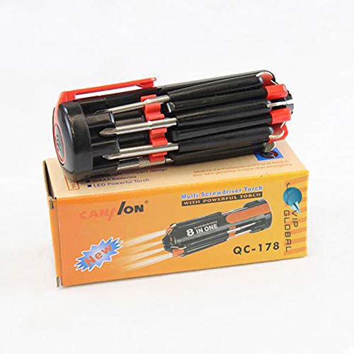 8 in 1 Multi Portable Screwdriver Tools Set with 6 LED Torch
