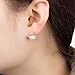 Shoopic Marble Studs Tiny White Howlite Circle Coin Piercing Earrings for Women