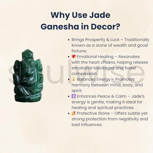 Image of Soulwise Natural Jade Crystal Ganesha Idol (1 Inch) | Hand-Carved Lord Ganesha Statue for Prosperity, Wisdom, Luck & Success | Healing Crystal Home Decor, Meditation & Gifting Showpiece