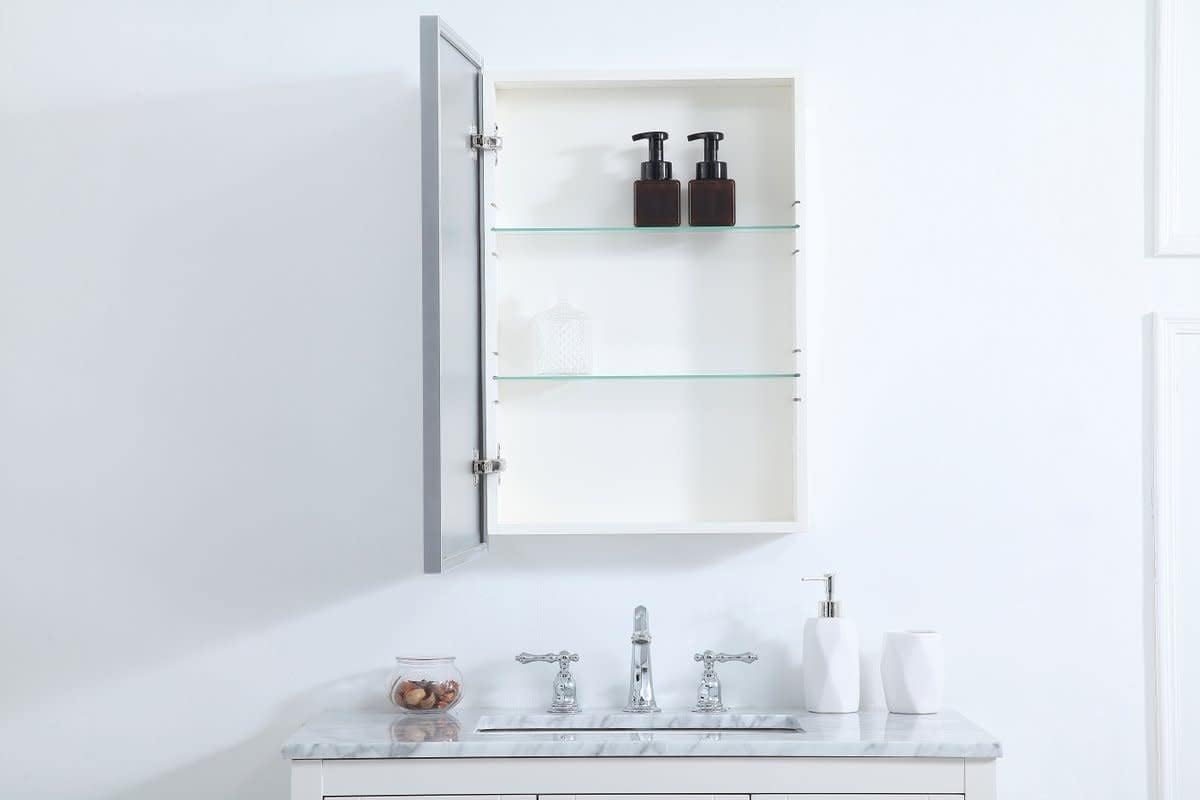 Elegant Decor Wyn 20x28 Metal and MDF Mirror Medicine Cabinet in Black