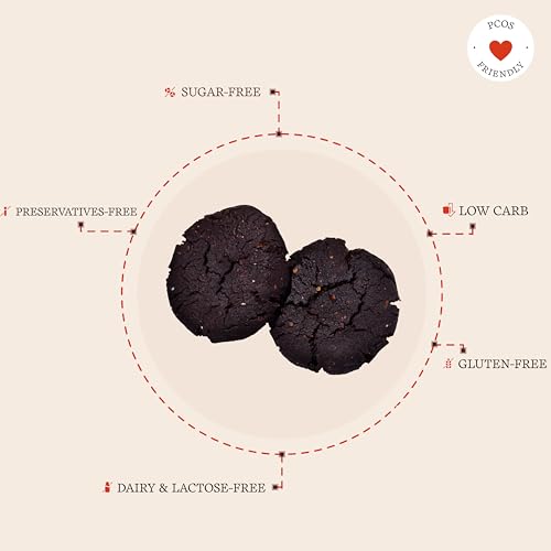 Image of The Cinnamon Kitchen Sugar-Free Cacao & Almond Flour Cookies (Pack of 10) | Gluten Free | Organic | PCOS Friendly |Keto & Diabetic Friendly| 150 g