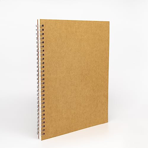 Dstelin Blank Spiral Notebook, 1-Pack, Soft Cover, Sketch Book, 120 Pages / 60 Sheets, 10 Inch X 7.5 Inch, 100Gsm, (Brown) #TOP22