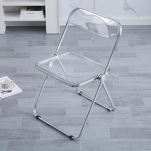 LeChamp Transparenter Acryl-Klappstuhl aus PC-Kunststoff, Klappstühle für drinnen und draußen, Metallrahmen, moderner Wohnzimmersitz