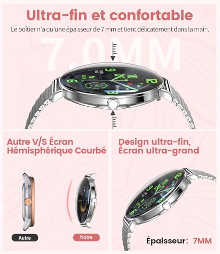 LIGE Montre Connectée Femme avec Appel, 1,43'' AMOLED Smartwatch avec 2 Bracelets/Fonction Féminine/Fréquence Cardiaque/Sommeil, Etanche IP68 Montre avec 100+ Sportifs pour Android iOS – Image 6