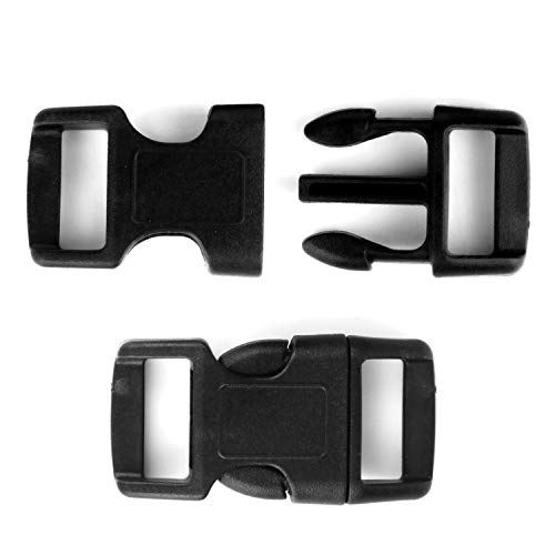 5/8" Black Plastic Side Release Buckle Curved Quick Release for DIY Bracelets, Backpacks, Dog Collars & Tactical Gear