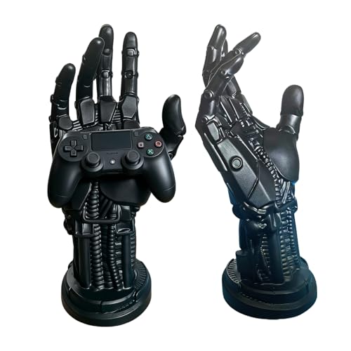 Cyberpunk Silverhand Mechanical Hand Controller Stand, Steampunk Gaming Accessory Holder for PS5, Xbox, PC - Resin Art Desk Decor for Gamers, Modern Home & Gaming Room Decor Unique Gift Idea (Black)