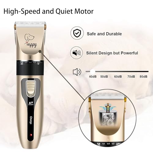 Professional Dog Grooming Clippers for Thick Hair - Low Noise, Rechargeable, Cordless Trimmer with Detachable Metal Blade1
