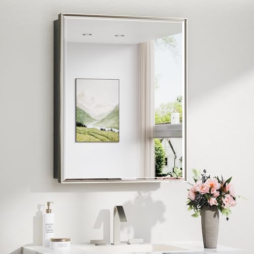 Image of TokeShimi 24 x 30 in Bathroom Mirrored Medicine Cabinet, Fully Assembled