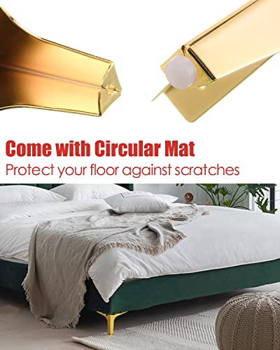 Mildwoo Metal Furniture Legs 4 Inch, 8 Pcs Triangle Furniture Feet Modern Style Furniture Sofa Legs, Heavy Duty Replacement Gold Legs For Cabinet, Cupboard, Table, Sofa, Couch Chair #TOP5