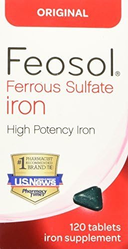 Feosol Ferrous Sulfate Iron Tablets Original 120 TB - Buy Packs and SAVE (Pack of 3)