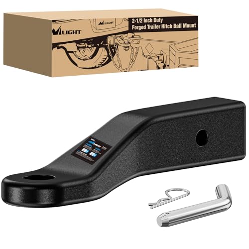 Image of Nilight Trailer Hitch Ball Mount with 5 /8 inch Hitch Pin Clip Fits 2-1 /2 Inch Receiver Square 15000 lbs 2 inch Drop 1 /2 inch Rise, 1-1 /4-Inch Hole, Gloss Black Powder Coat