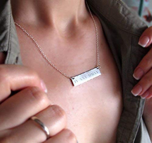 Personalized Roman Numeral Date Necklace In Sterling Silver - Engraved Horizontal Bar Pendant - Rectangular Bar Pendant - Anniversary Gift Idea - Gift For Her - Customized Necklace #TOP1