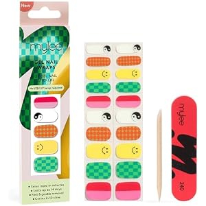 Mylee Gel Nail Wraps [Free Spirit] – 20 Pre-Cured Gel Stickers for Instant Mani – No Lamp Needed, Chip-Resistant, Glossy Finish, Lasts Up to 14 Days – Easy to Apply, Vegan & Cruelty-Free