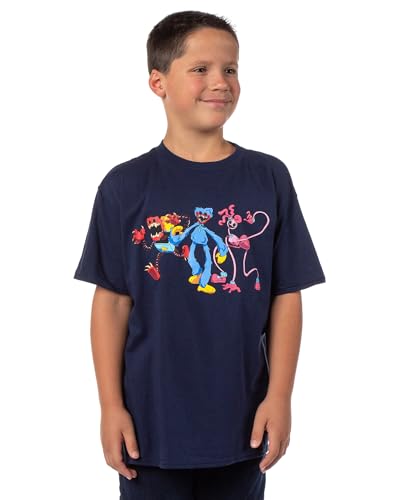 Mad Engine Poppy Playtime Boys CH2 Bad Guys Huggy Mommy Long Legs Boxy Boo Character Graphic T-Shirt (Large)
