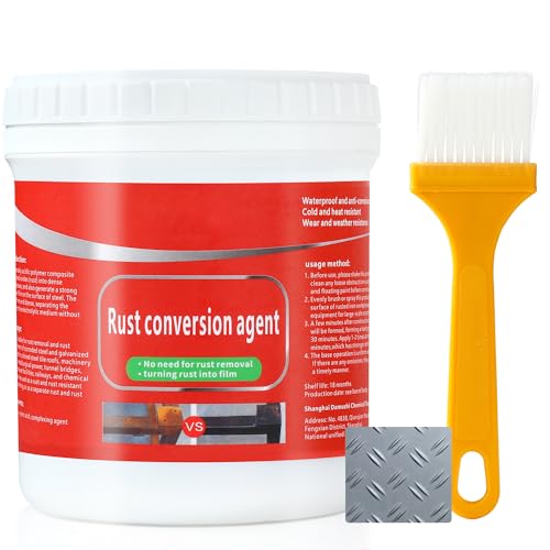 TPTAL Water-Based Metallic Paint Rust Removal Converter Metallic Paint Rust Remover Converter for Metal Car Anti Rust Paint Chassis Universal Rust Removal Converter with Brush (Grey)