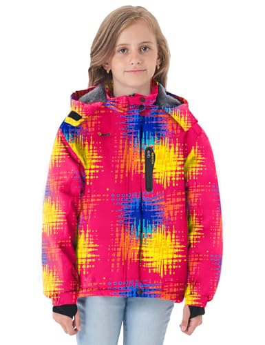 Image of GEMYSE Girl's Waterproof Ski Snow Jacket Hooded Fleece Lined Windproof Winter Jacket