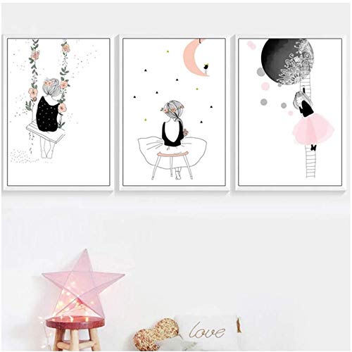 Affiches dessin animé rose pour embellir un mur blanc sans effort de bricolage