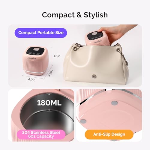 Image of MelodySusie 2 in 1 Nail Tool Cleaning Machine, 3 Timers Mode for Nail Drill Bits, Nail Art Brush, Nail Clipper, Jewelry Cleaning, Salon & Home Use, Pink,DL-160
