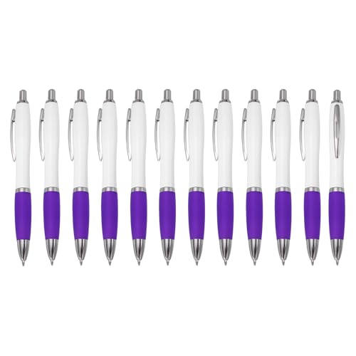 Stylos bille rétractables PATIKIL violets et blancs 1.0mm pour prise de notes en entreprise Lot de 12