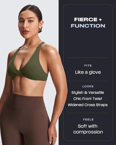 Image of Aoxjox Women's Satara Low Impact Sports Bra | chic front twist, widened cross straps, medium support,breathable fabric, workout fitness yoga crop tank, gym essential