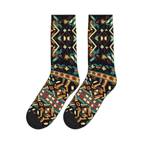 Native American Patterns Athletic Casual Socks Performance Breathable Comfy Heavy Cushion Crew Socks For Women Men4