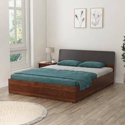 Spacewood Gravenza Bed |King Size (78 X 72) Engineered Wood Bed with Box Type Storage | 3 Year Warranty | Modern Design |Engineered Wood | Sheesham & Slate Grey