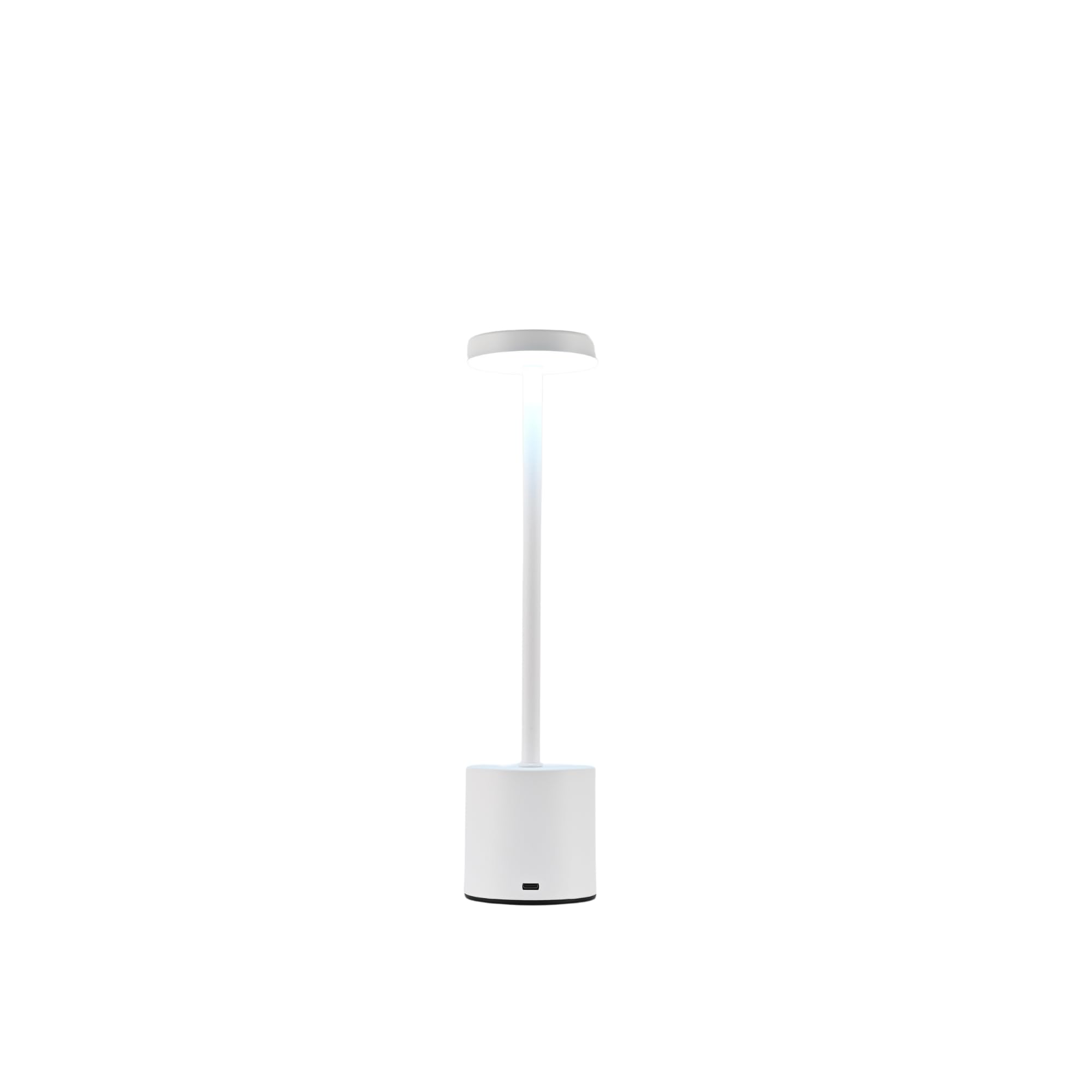 Jandei - Lámpara de mesa LED de metal, Táctil, Recargable, 3 tonos de luz regulable 2000mAh, Sin Cable. Perfecta para Salón, Dormitorio, Oficina, Escritorio, cenas al aire libre, eventos (Blanco)