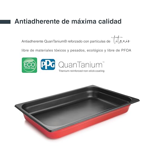 Cubeta induction Lacor roja con antiadherente QuanTanium para horno 5