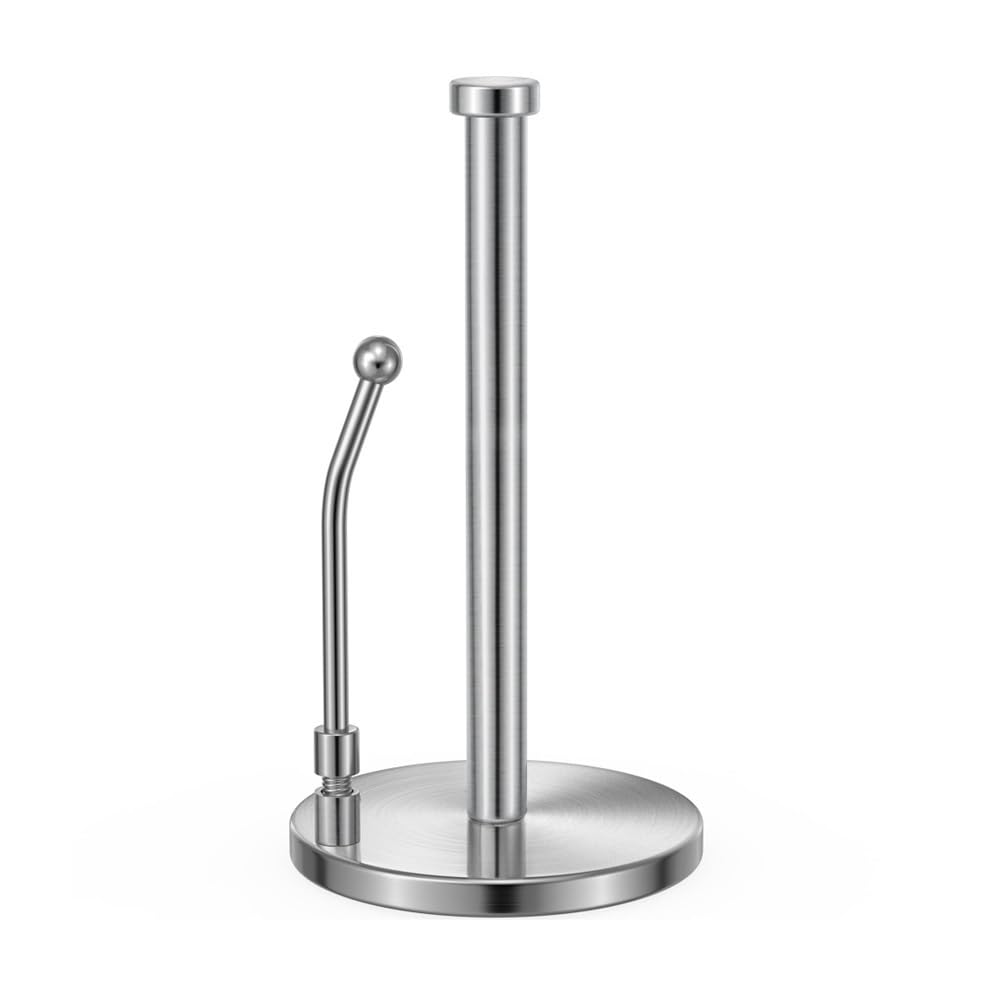 PaperTowel Holder, Stainless Steel Paper Towel Holder - Weighted Non-Slip Base for Kitchen Countertop(Silver)