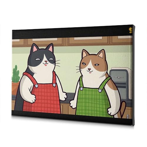 Tableau deux chats tablier cuisine toile qui éveille la nostalgie du salon