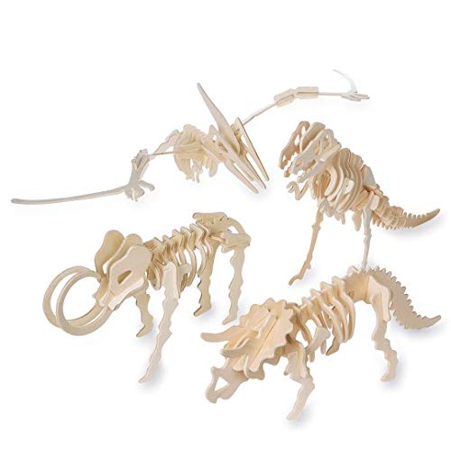 S&S Worldwide Unfinished Punch and Slot Wood Dinosaur Assortment, Pack of 12