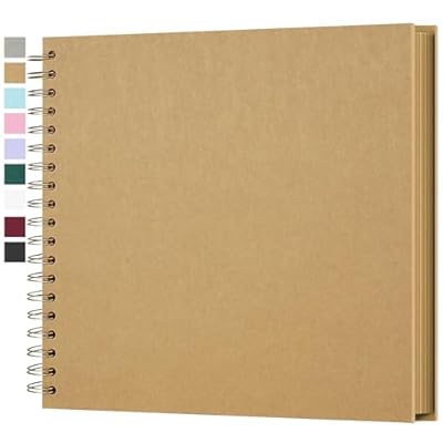 Yopih 10 x 10 Inch Hardcover Kraft Blank Page DIY Scrapbook Photo Album, 40 Pages (20 Sheets) - Perfect for Wedding Anniversaries, Family Memories, and Small Scrapbooking Projects