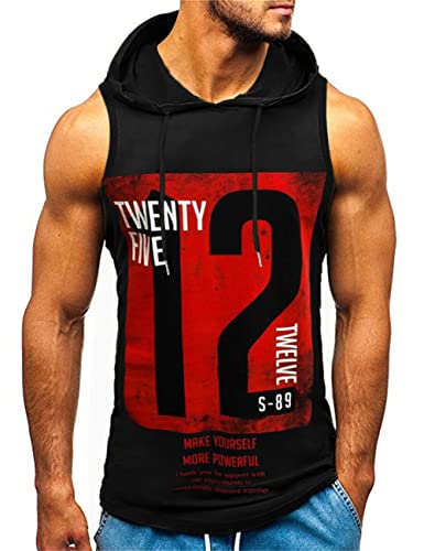 HOTCAT Herren Tank top Muskelshirt Ärmelloser Hoodie Muskelshirt Workout Sport Fitness Unterhemden Kapuzenpullover