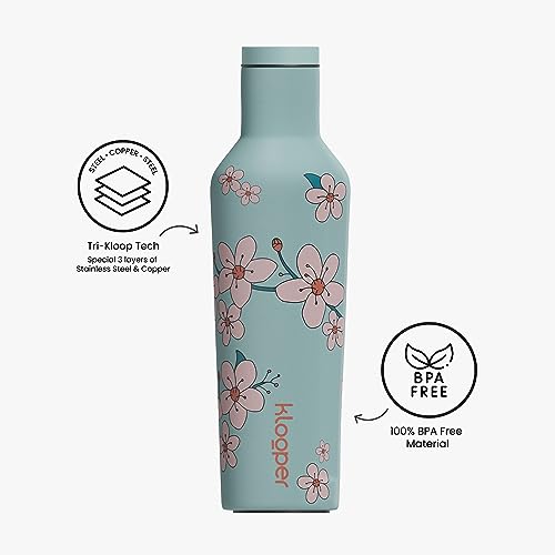 Image of Insulated Stainless Steel 304 Bottle Sakura (Floral), 500ML | Thermosteel Hot and Cold Water Bottle for Kids, Sports, Gym, Travel