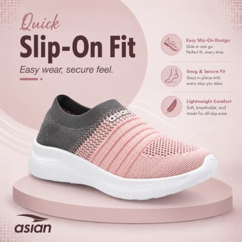 Image of ASIAN Breeze-05 Women's Walking Shoes | Stylish, Lightweight, Breathable Slip-Ons with Cushioned Comfort | Ideal Travel