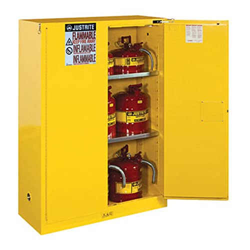 Justrite 894520 Sure-Grip EX Flammable Safety Cabinet, 2 Shelves, 2 Self-Close Doors, 65
